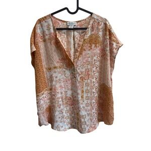 cupcakes and cashmere‎ women's large floral paisley print short sleeve v-neck